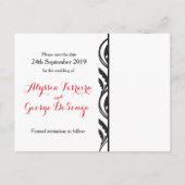 Save the Date moderne rote Dianthus Hochzeit Postk Ankündigungspostkarte (Rückseite)