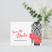 Save the Date moderne rote Dianthus Hochzeit Postk Ankündigungspostkarte (Stehend Vorderseite)