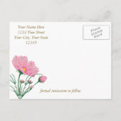 Save the Date Moderne schwarze Streifen rosa Mäuse Ankündigungspostkarte (Rückseite)