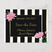 Save the Date Moderne schwarze Streifen rosa Mäuse Ankündigungspostkarte (Vorderseite)
