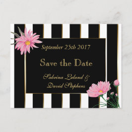 Save the Date Moderne schwarze Streifen rosa Mäuse Ankündigungspostkarte