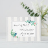 Save the Date Moderne Streifen und Bohemische Blum (Stehend Vorderseite)