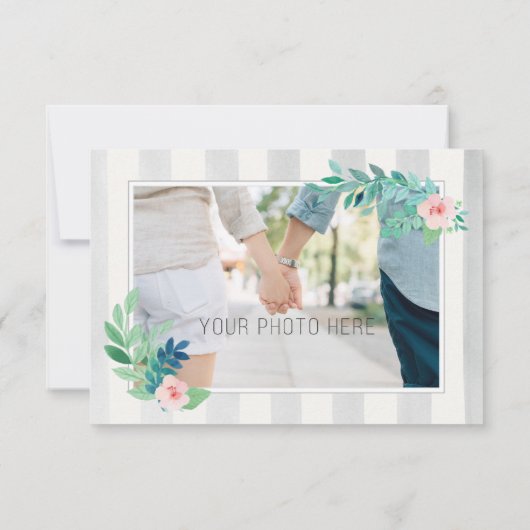 Save the Date Moderne Streifen und Bohemische Blum (Rückseite)