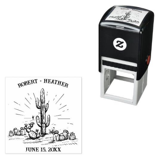 Save the Date Moderne Wüstenhochzeit Personalisier Permastempel (Beispiel)