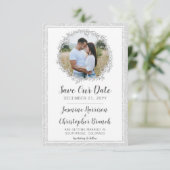 Save the Date Moderner Botanischer Leaf Silberreat Einladung (Stehend Vorderseite)