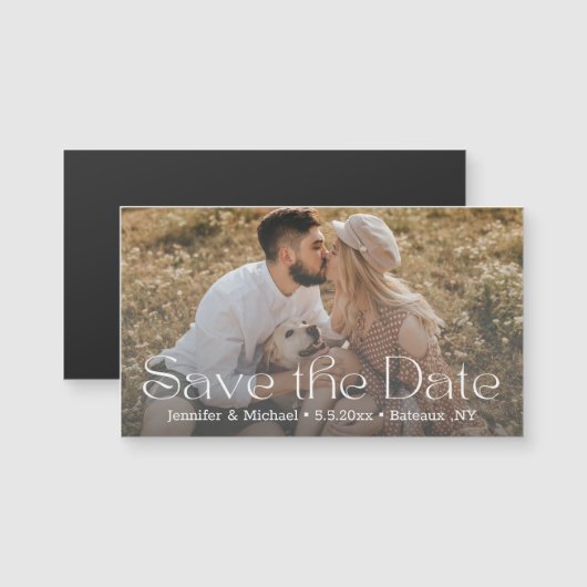 Save the Date moderner Drehbuch-Foto-Magnet Magnetkarte (Vorne/Hinten)