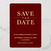 SAVE THE DATE moderner, eleganter Minimaron Folieneinladung (Vorderseite)