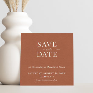 SAVE THE DATE moderner, eleganter Terrakotta-Ton Einladung
