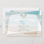 Save The Date | Moderner geometrischer Strand für (Vorderseite)