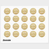 Save the Date Moderner Gold Glitzer Elegante Hochz Runder Aufkleber (Blatt)