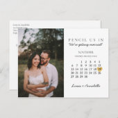 Save the Date Moderner Kalender Gold Herzstück Nov Postkarte (Vorne/Hinten)