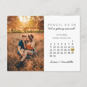 Save the Date Moderner Kalender Gold Herzstück Okt Postkarte
