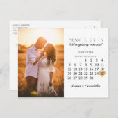 Save the Date Moderner Kalender Gold Herzstück Sep Postkarte (Vorne/Hinten)