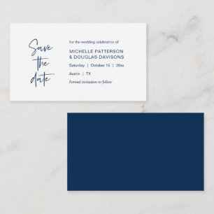Save the Date, moderner minimalistischer Navy Blue Begleitkarte