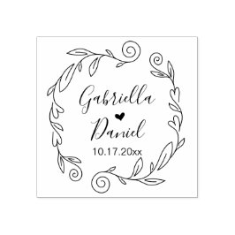 Save the Date, moderner Rahmen aus Kunstleder Gummistempel