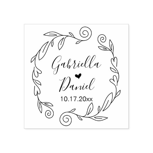 Save the Date, moderner Rahmen aus Kunstleder Gummistempel (Prägung)