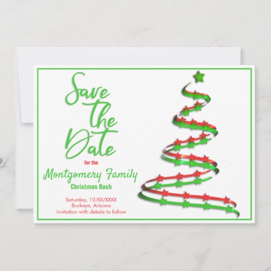 Save the Date | Moderner Weihnachtsbaum Ankündigung (Vorderseite)