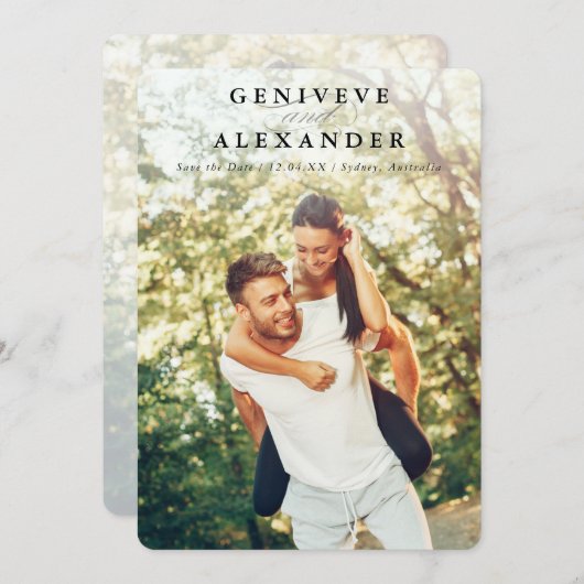 SAVE THE DATE modernes Ehepaar Foto Einladung (Vorne/Hinten)