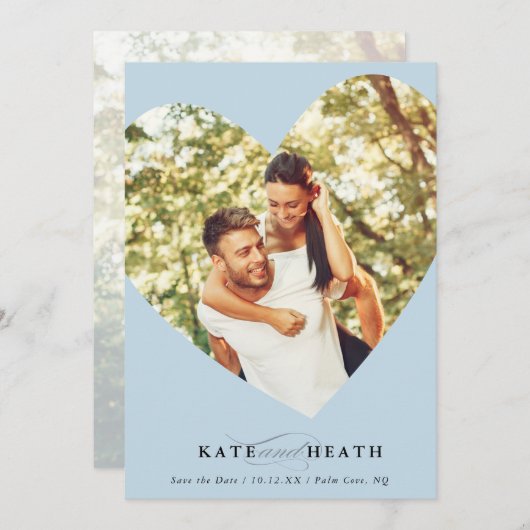 SAVE THE DATE modernes Foto elegant blass Einladung (Vorne/Hinten)