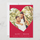 SAVE THE DATE modernes Foto elegantes Herz fett ro Einladung (Vorderseite)