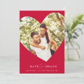 SAVE THE DATE modernes Foto elegantes Herz fett ro Einladung (Stehend Vorderseite)