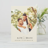 SAVE THE DATE modernes Foto Elegantes Herzelfenbei Einladung (Stehend Vorderseite)