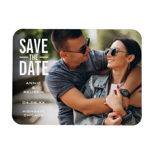 Save the Date Modernes Foto Magnet (Horizontal)