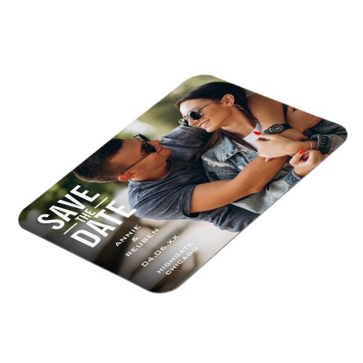 Save the Date Modernes Foto Magnet (Linke Seite)