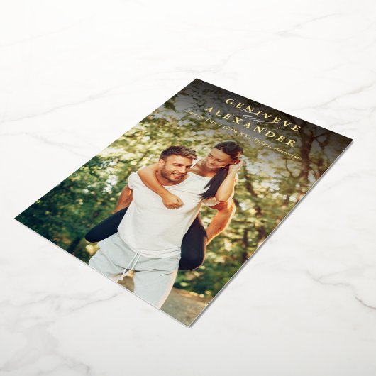 SAVE THE DATE modernes Foto minimalistischer Overl Folieneinladung (Gedreht)