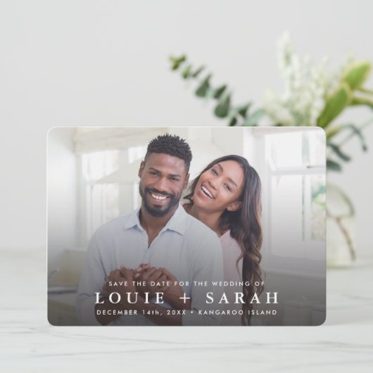 SAVE THE DATE modernes Foto minimalistisches Typüb Einladung (Stehend Vorderseite)