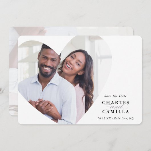 SAVE THE DATE modernes Foto mit elegantem Rahmen Einladung (Vorne/Hinten)