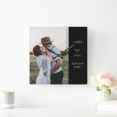 Save the Date Modernes Foto Quadratische Wanduhr (Zuhause)