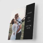 Save the Date Modernes Foto Quadratische Wanduhr (Winkel)