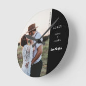 Save the Date Modernes Foto Runde Wanduhr (Winkel)