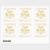 Save the Date Modernes Glitzer Textdesign Quadratischer Aufkleber (Blatt)