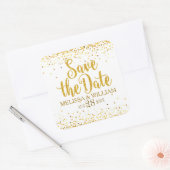 Save the Date Modernes Glitzer Textdesign Quadratischer Aufkleber (Umschlag)