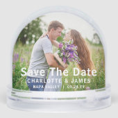 Save the Date modernes Hochzeitsstift Foto Schneekugeln (Rückseite)