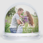 Save the Date modernes Hochzeitsstift Foto Schneekugeln (Vorderseite)