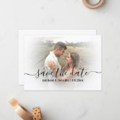 Save the Date modernes kalligrafisches HochzeitsFo Mitteilungskarte (Vorderseite/Rückseite Beispiel)