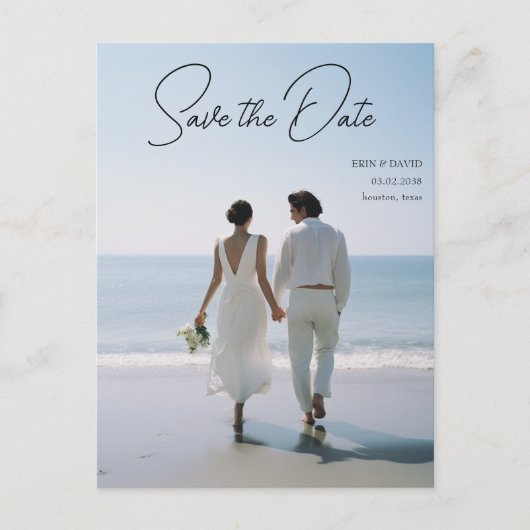 Save The Date! Modernes Marmor 1 Foto Postkarte (Vorderseite)