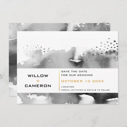 SAVE THE DATE modernes, minimalfarbiges Gold (Vorne/Hinten)