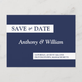 Save the Date Modernes Minimalistisches Navy Blue  Einladungspostkarte