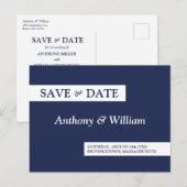 Save the Date Modernes Minimalistisches Navy Blue  Einladungspostkarte (Vorne/Hinten)