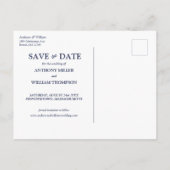 Save the Date Modernes Minimalistisches Navy Blue  Einladungspostkarte (Rückseite)