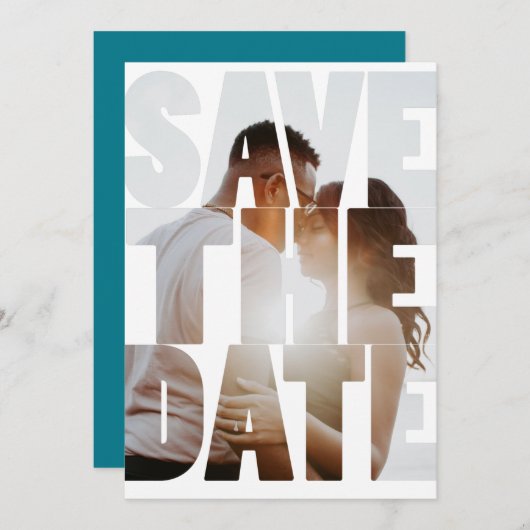 Save the Date Modernes Personalisiertes Foto Ankündigung (Vorne/Hinten)