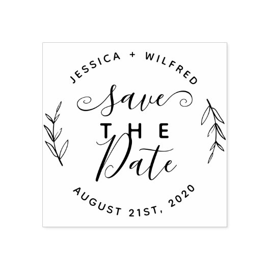 Save the Date Modernes Rundschreiben & Rustikales Gummistempel (Prägung)