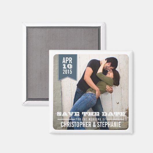 Save the Date Modernes Rustikales Foto Magnet | Gr (Vorderseite/Rückseite)