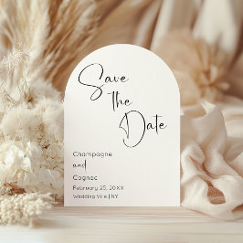 Save the Date Modernes Script Arch Wedding Foto Einladung
