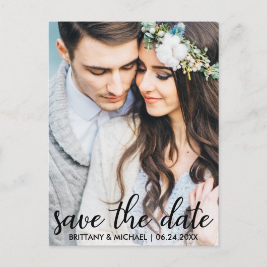 Save the Date Modernes Verlobung Foto Postkarte SB (Vorderseite)