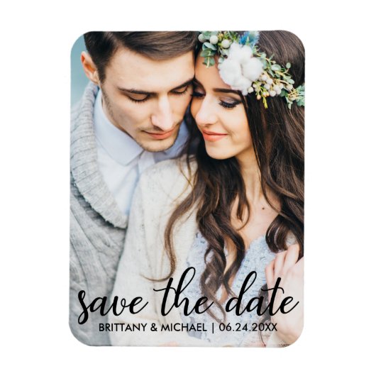 Save the Date Modernes Verlobung Foto SB Magnet (Vertikal)